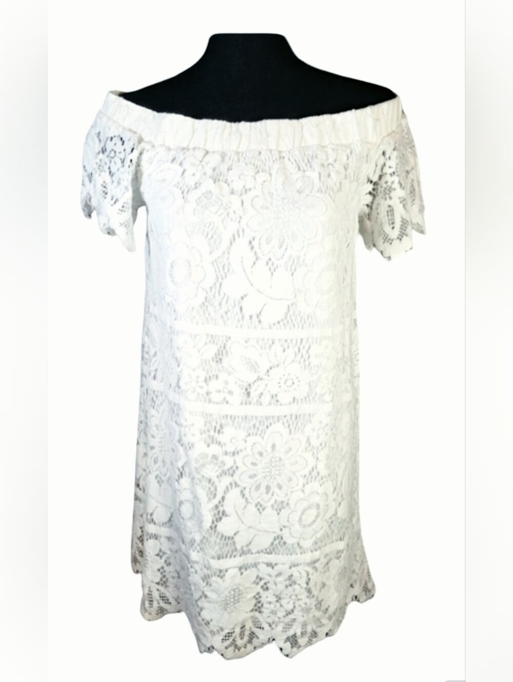 Skies Are Blue White Off The Shoulder Floral Lace Mini Dress S M Party